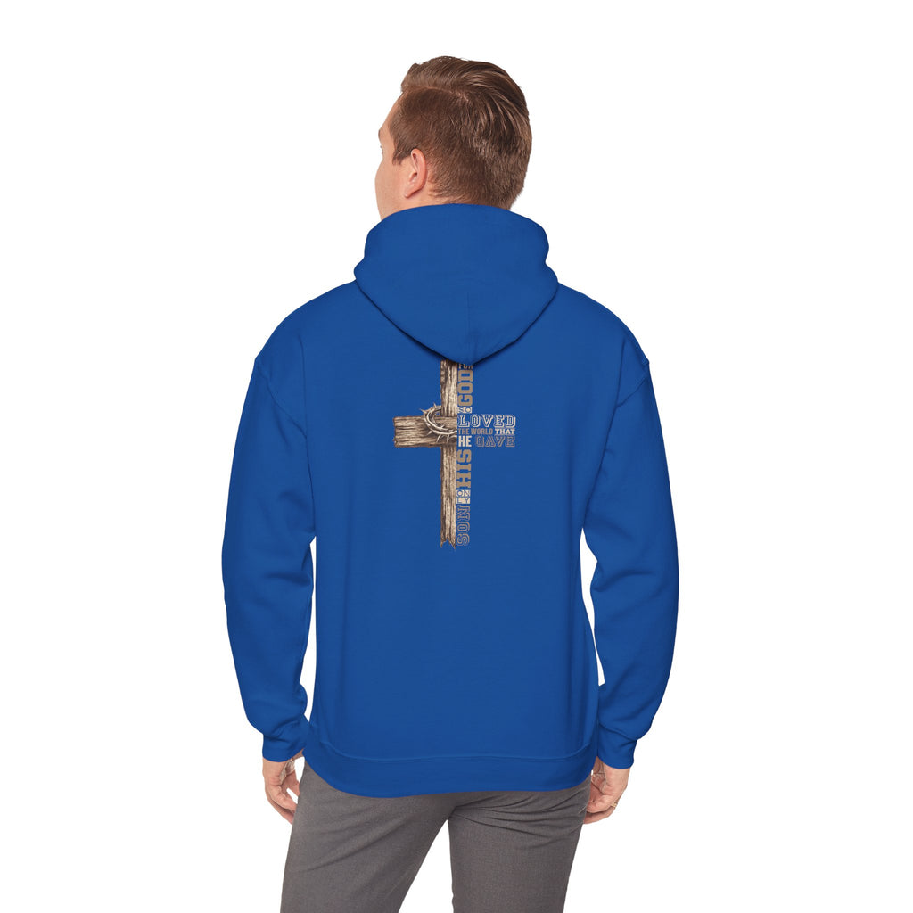 Wooden Cross Scripture Hoodie | Rustic Christian Faith Sweatshirt