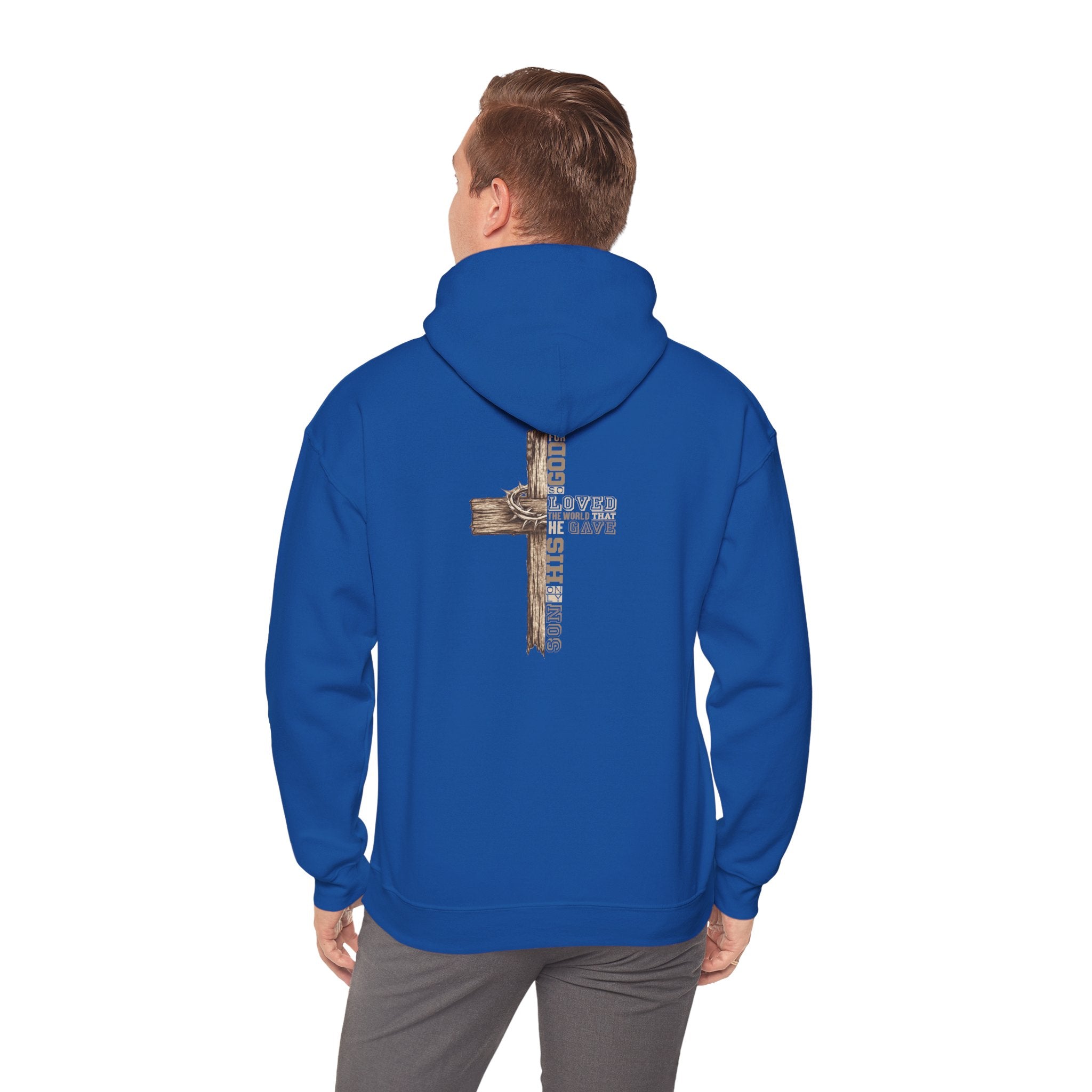 Wooden Cross Scripture Hoodie | Rustic Christian Faith Sweatshirt