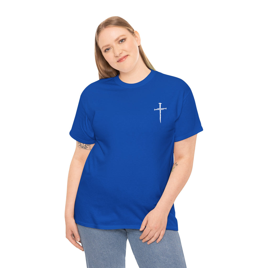 Minimal Cross Sketch T-Shirt | Small Chest Graphic, Religious Faith Design Christian Tee