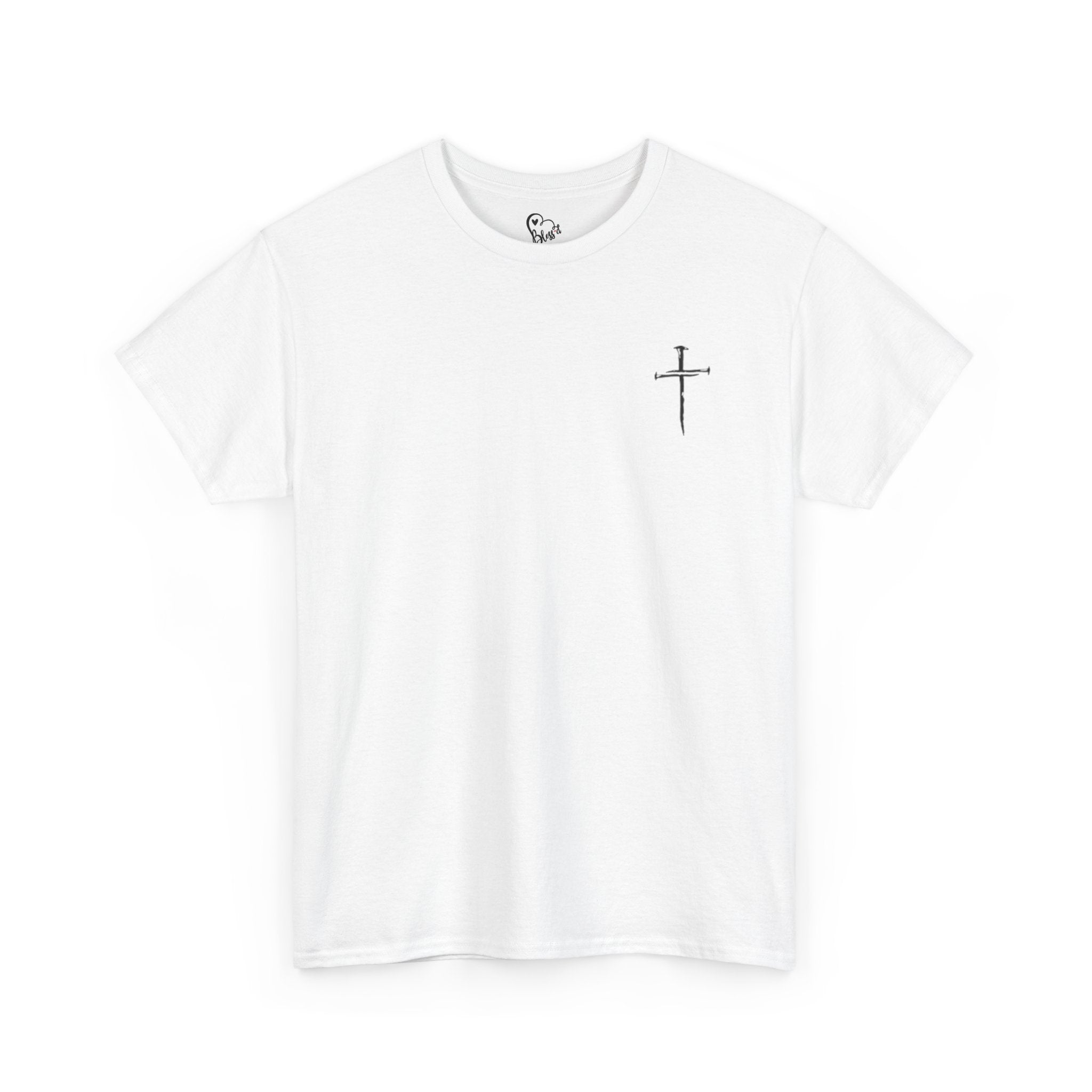 Minimal Cross Sketch T-Shirt | Small Chest Graphic, Religious Faith Design Christian Tee