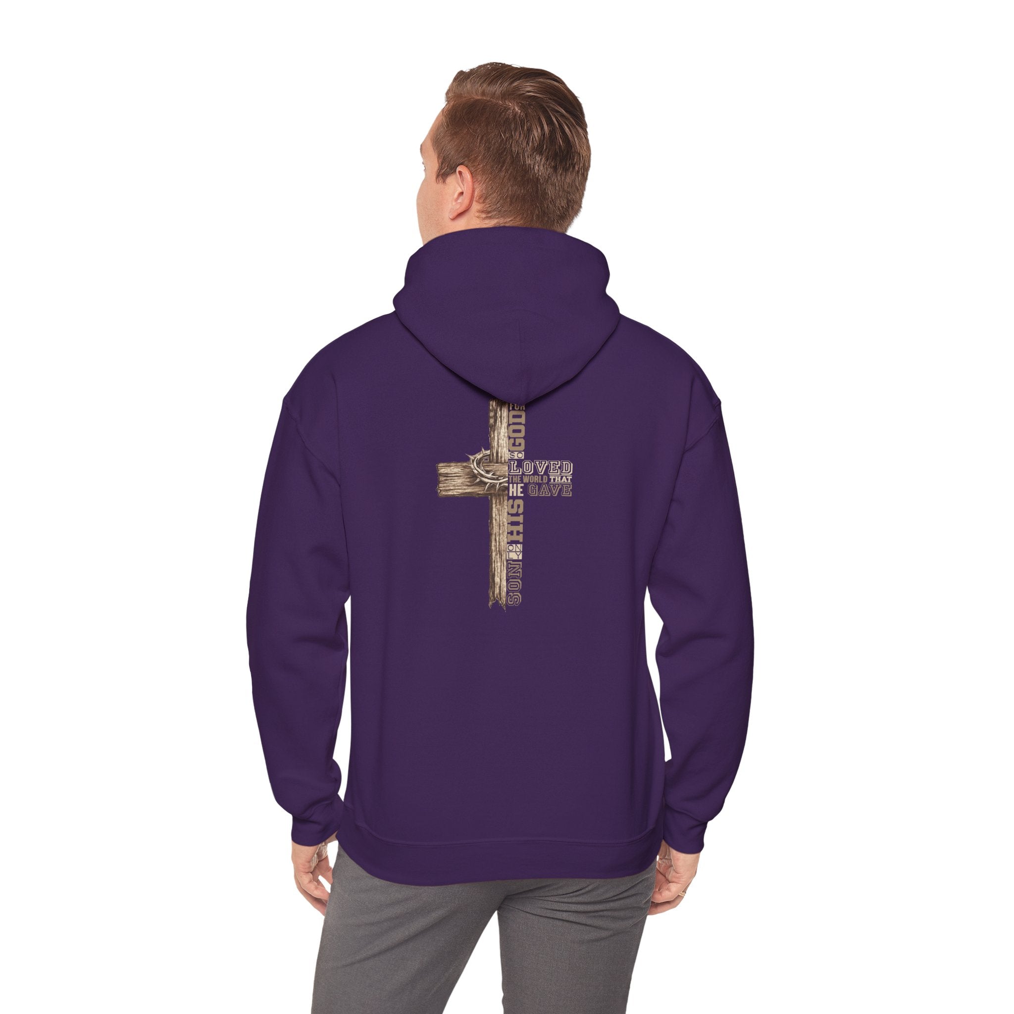 Wooden Cross Scripture Hoodie | Rustic Christian Faith Sweatshirt
