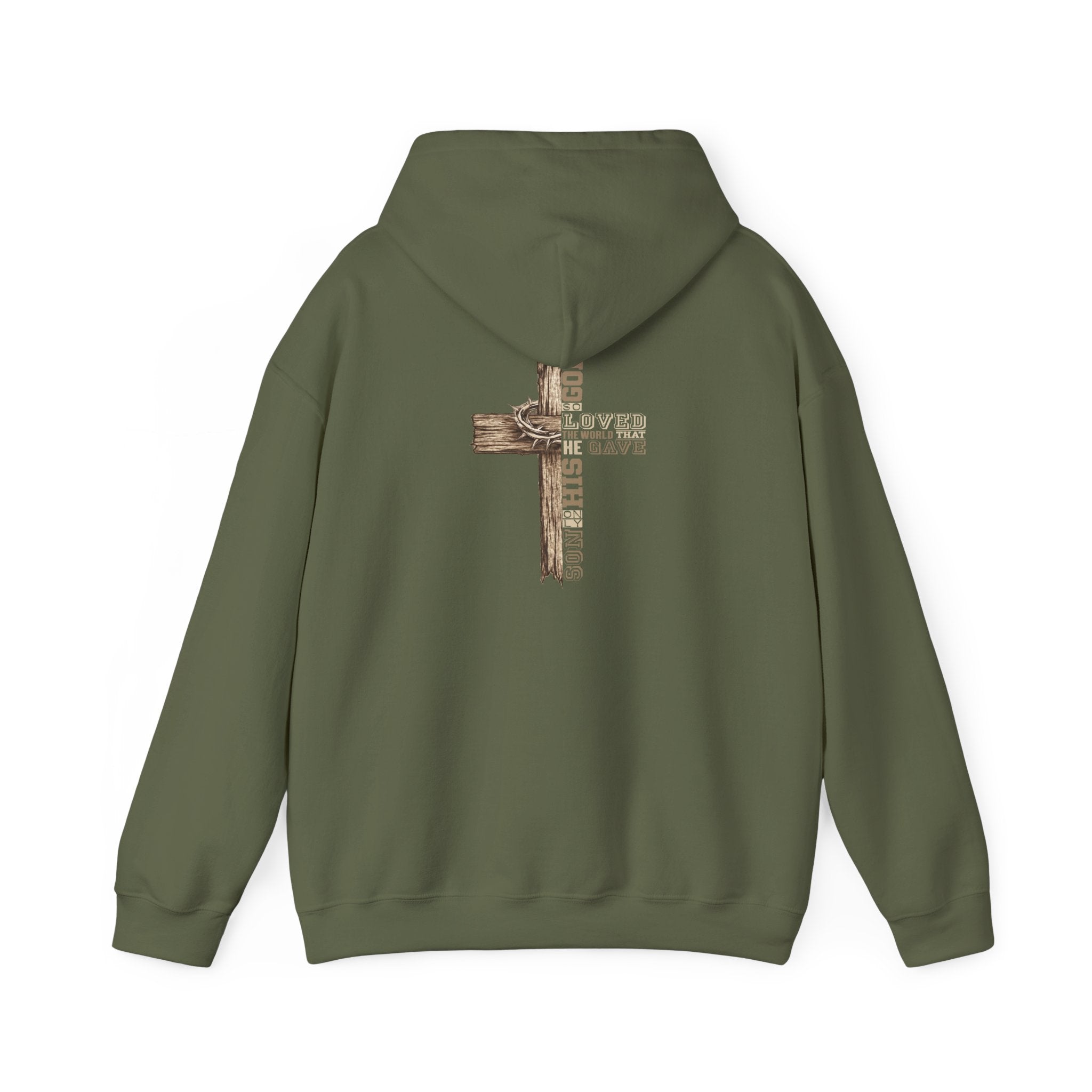 Wooden Cross Scripture Hoodie | Rustic Christian Faith Sweatshirt