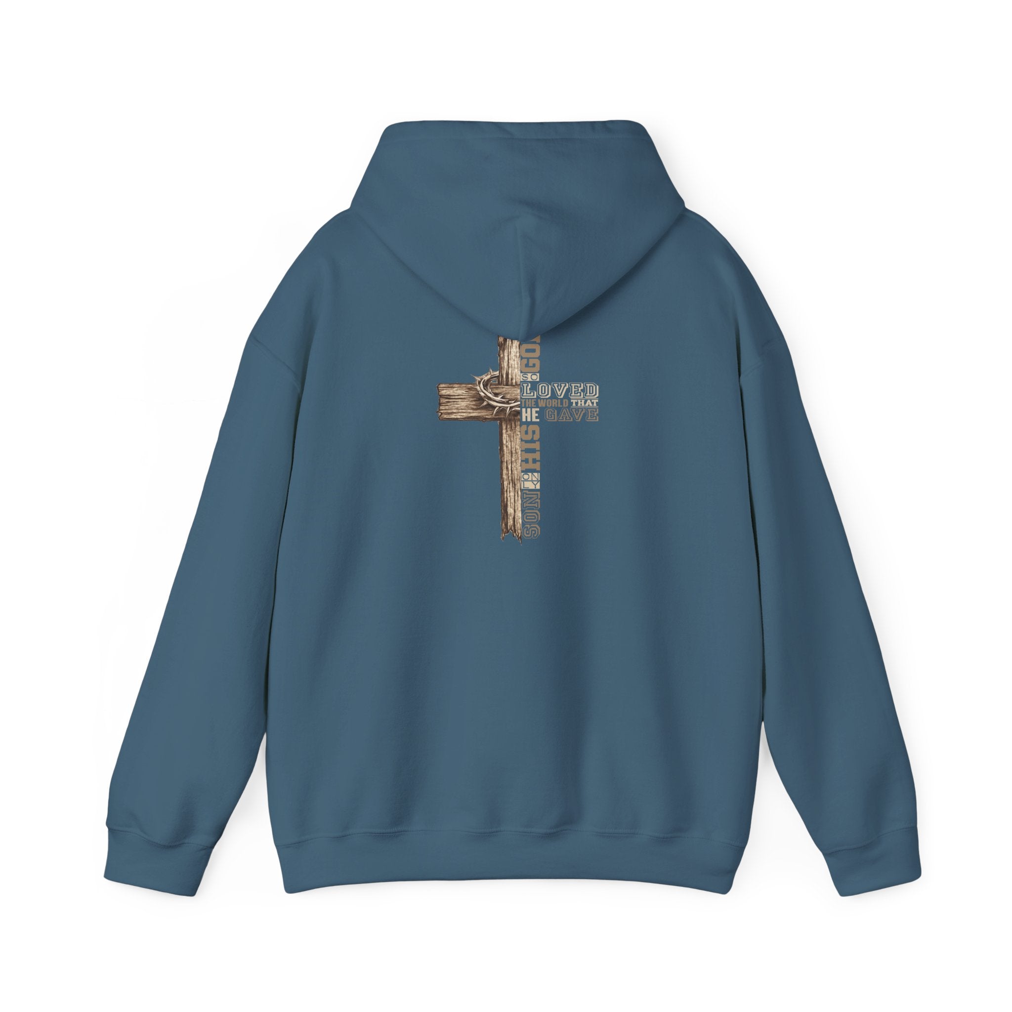 Wooden Cross Scripture Hoodie | Rustic Christian Faith Sweatshirt
