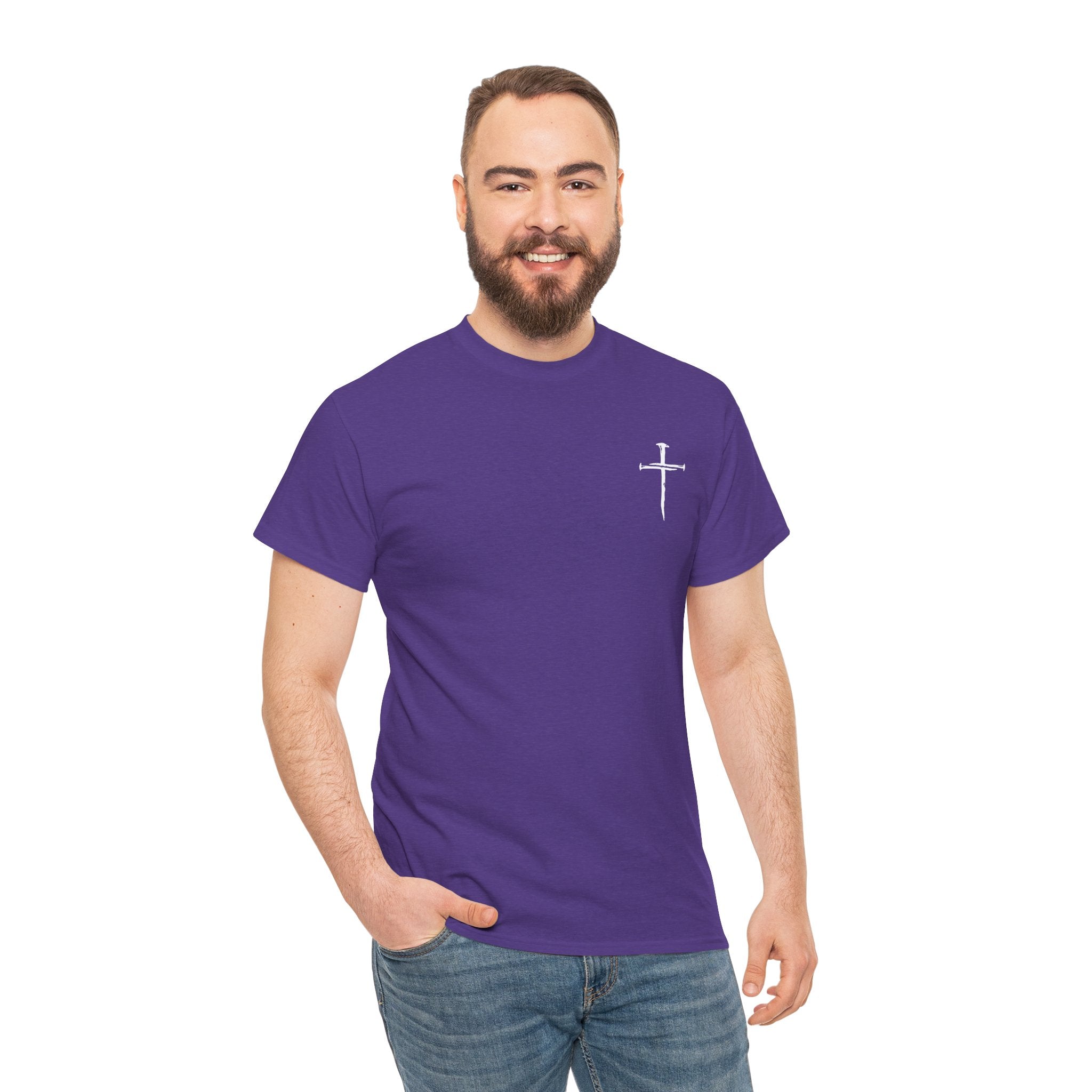 Minimal Cross Sketch T-Shirt | Small Chest Graphic, Religious Faith Design Christian Tee
