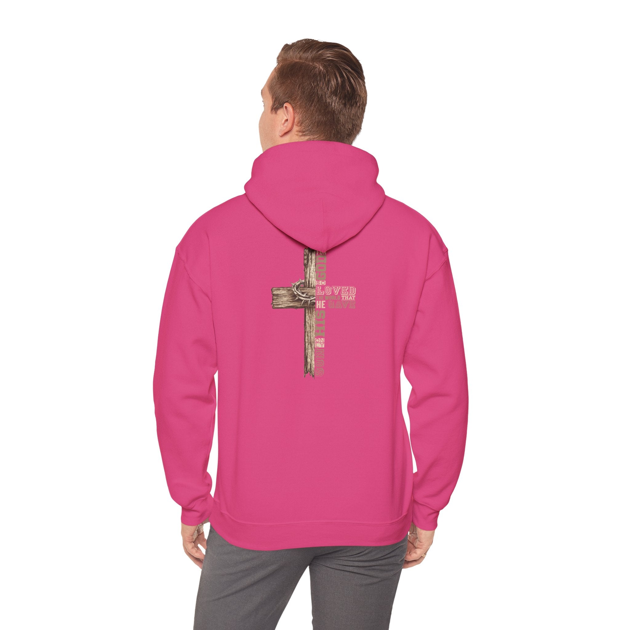 Wooden Cross Scripture Hoodie | Rustic Christian Faith Sweatshirt