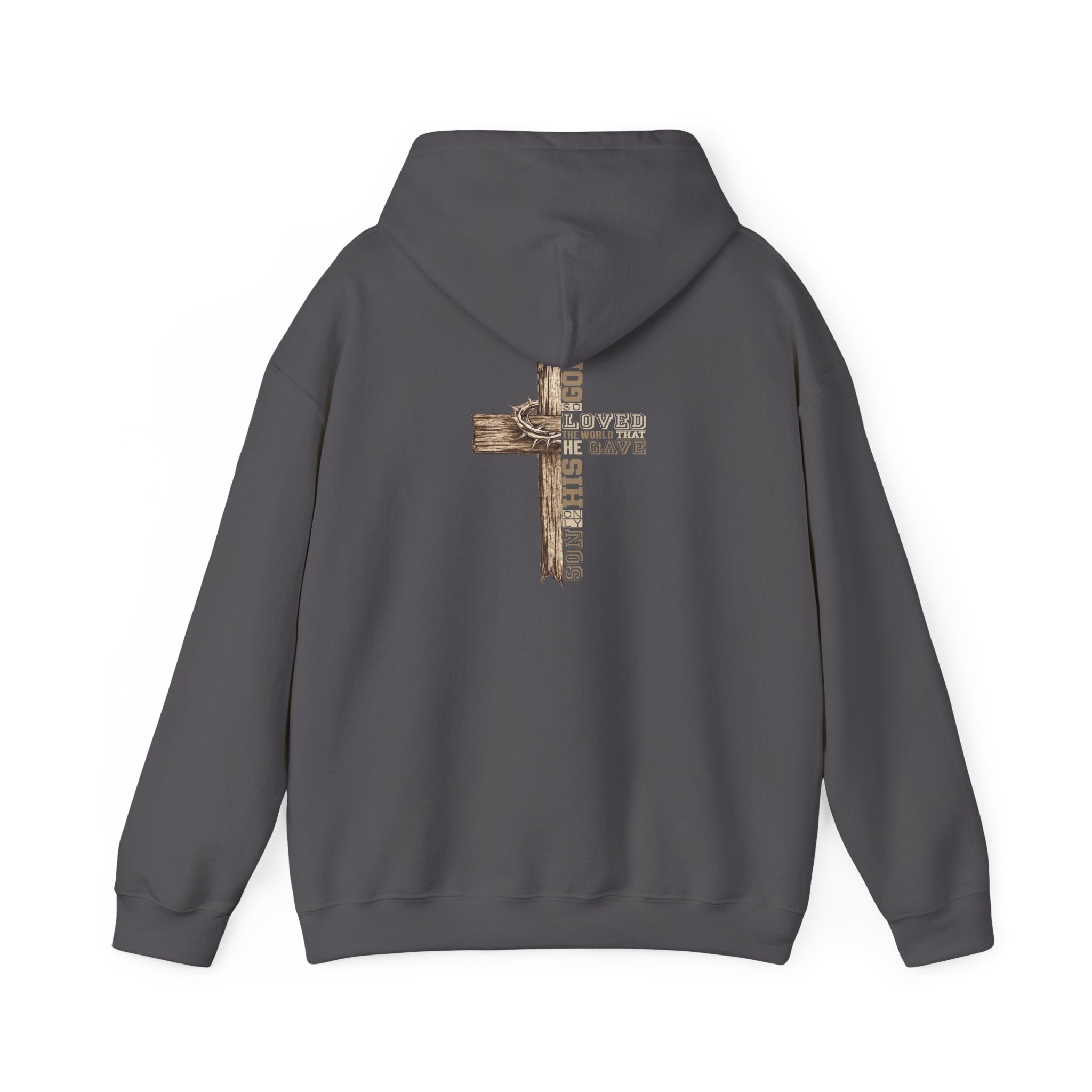 Wooden Cross Scripture Hoodie | Rustic Christian Faith Sweatshirt