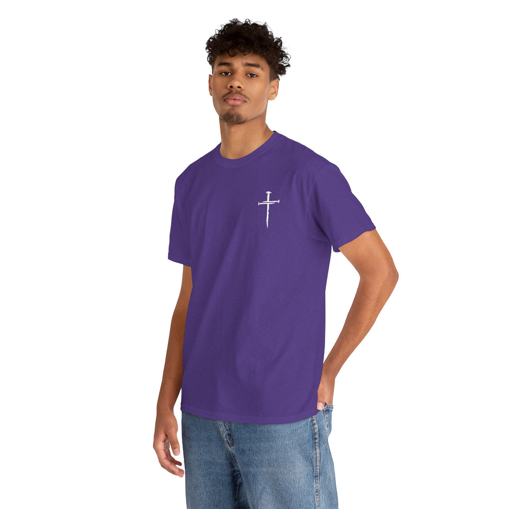 Minimal Cross Sketch T-Shirt | Small Chest Graphic, Religious Faith Design Christian Tee