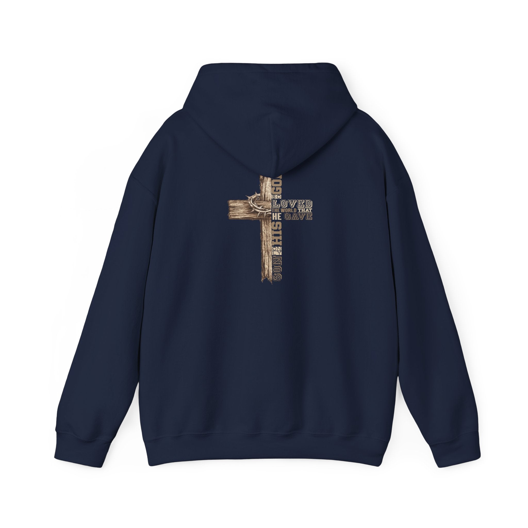 Wooden Cross Scripture Hoodie | Rustic Christian Faith Sweatshirt