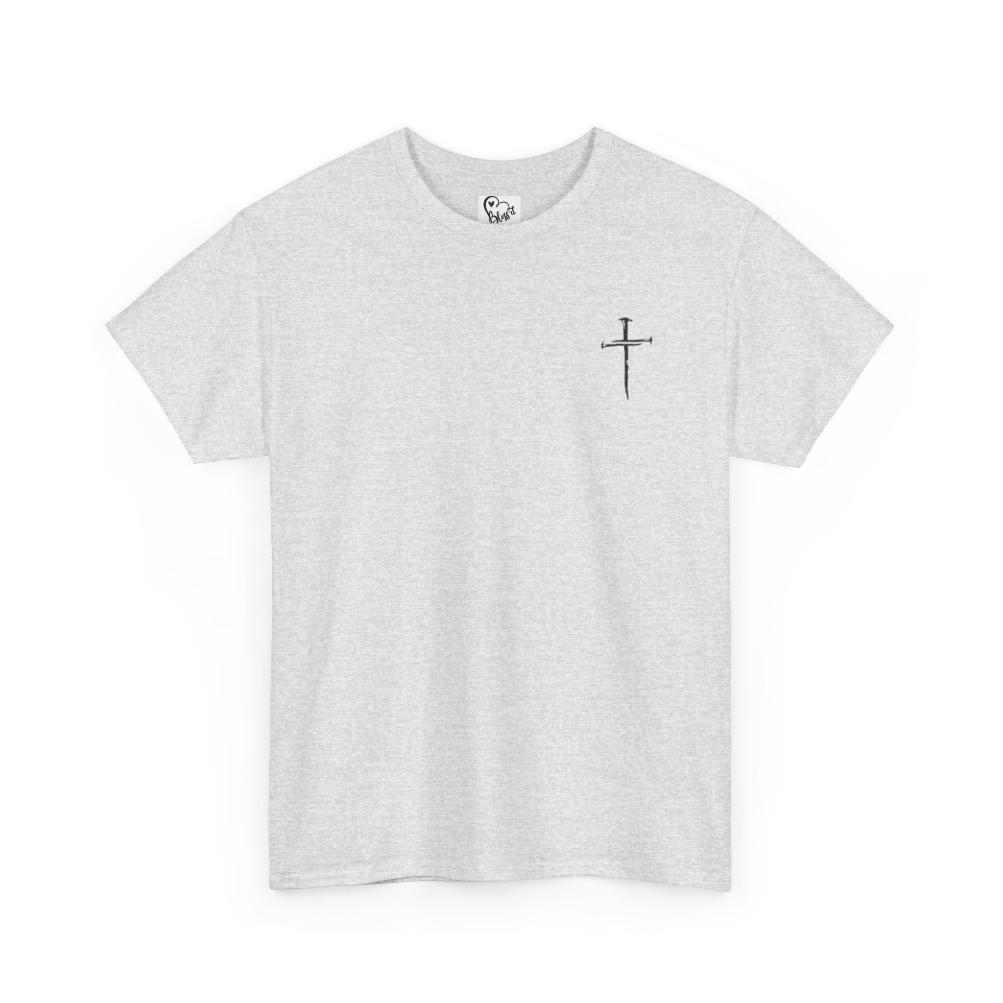 Minimal Cross Sketch T-Shirt | Small Chest Graphic, Religious Faith Design Christian Tee