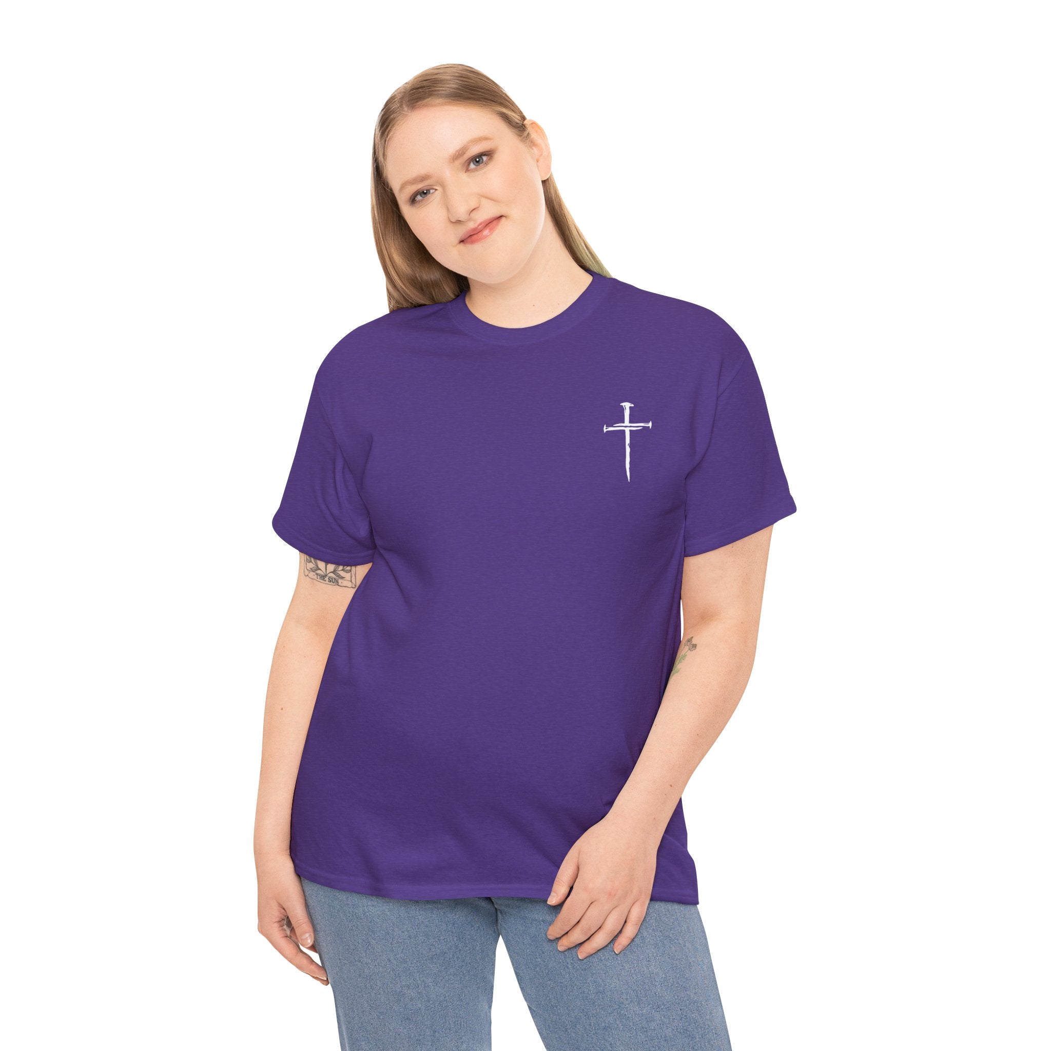 Minimal Cross Sketch T-Shirt | Small Chest Graphic, Religious Faith Design Christian Tee
