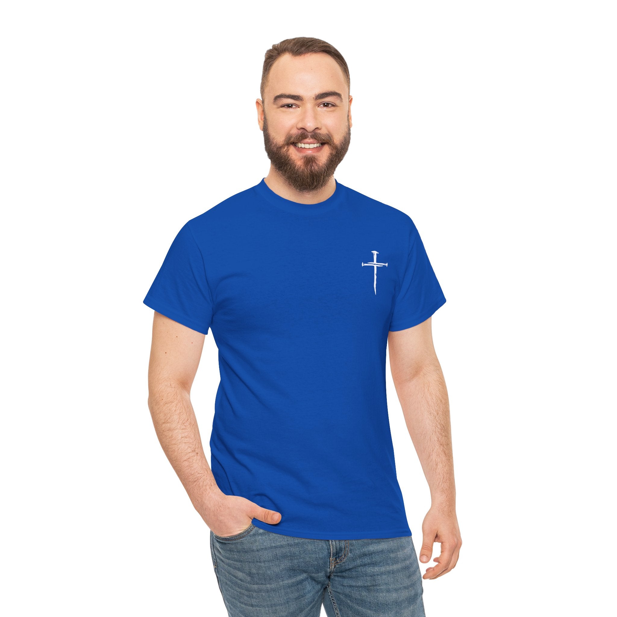 Minimal Cross Sketch T-Shirt | Small Chest Graphic, Religious Faith Design Christian Tee