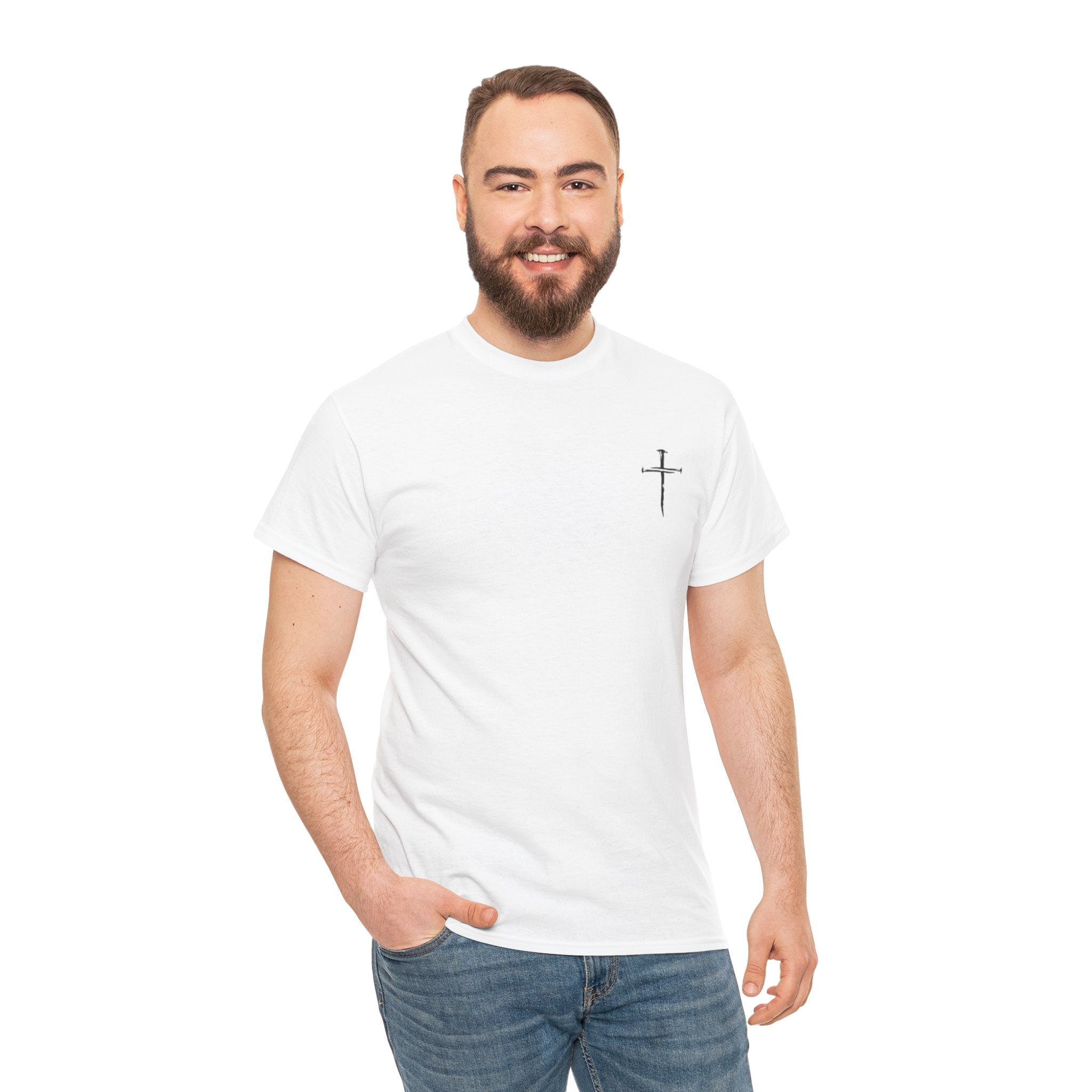 Minimal Cross Sketch T-Shirt | Small Chest Graphic, Religious Faith Design Christian Tee