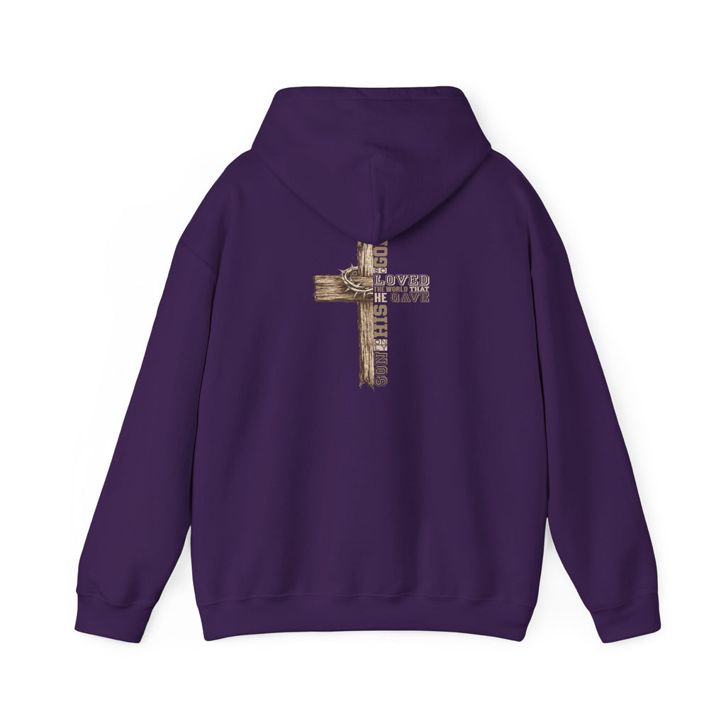 Wooden Cross Scripture Hoodie | Rustic Christian Faith Sweatshirt