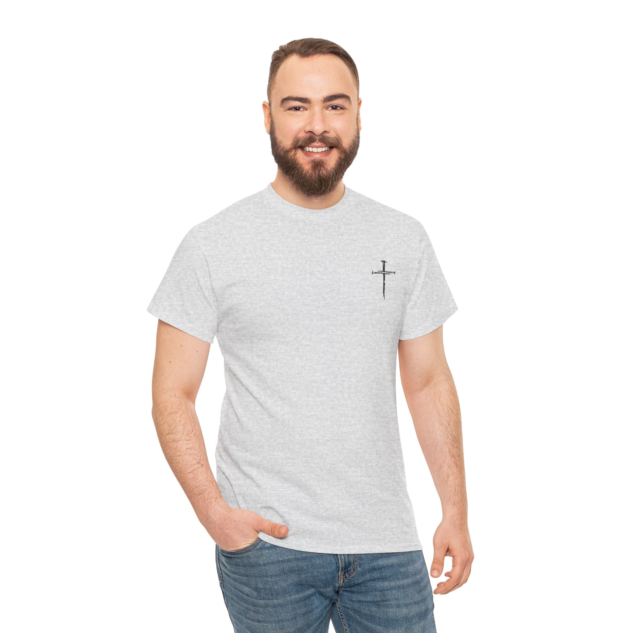 Minimal Cross Sketch T-Shirt | Small Chest Graphic, Religious Faith Design Christian Tee