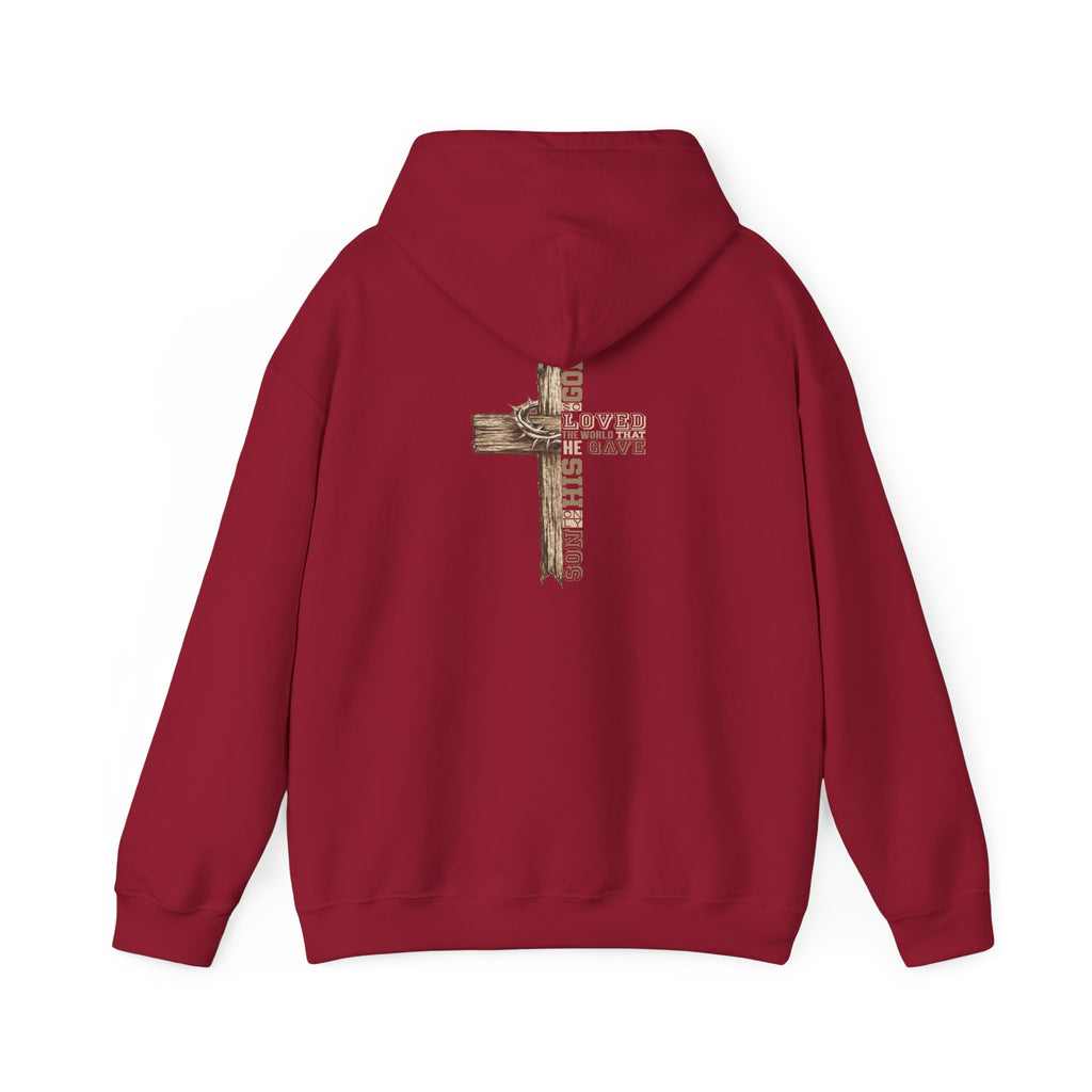 Wooden Cross Scripture Hoodie | Rustic Christian Faith Sweatshirt