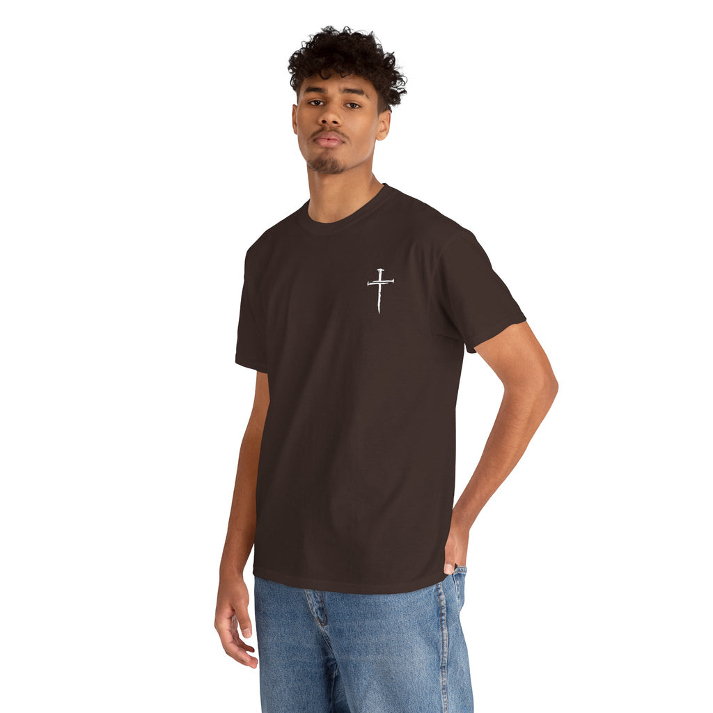 Minimal Cross Sketch T-Shirt | Small Chest Graphic, Religious Faith Design Christian Tee