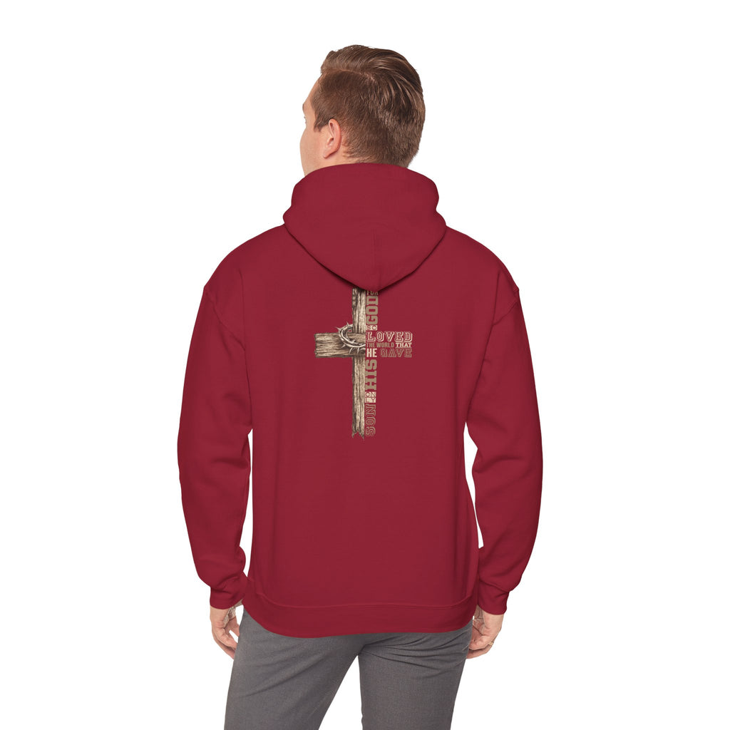 Wooden Cross Scripture Hoodie | Rustic Christian Faith Sweatshirt
