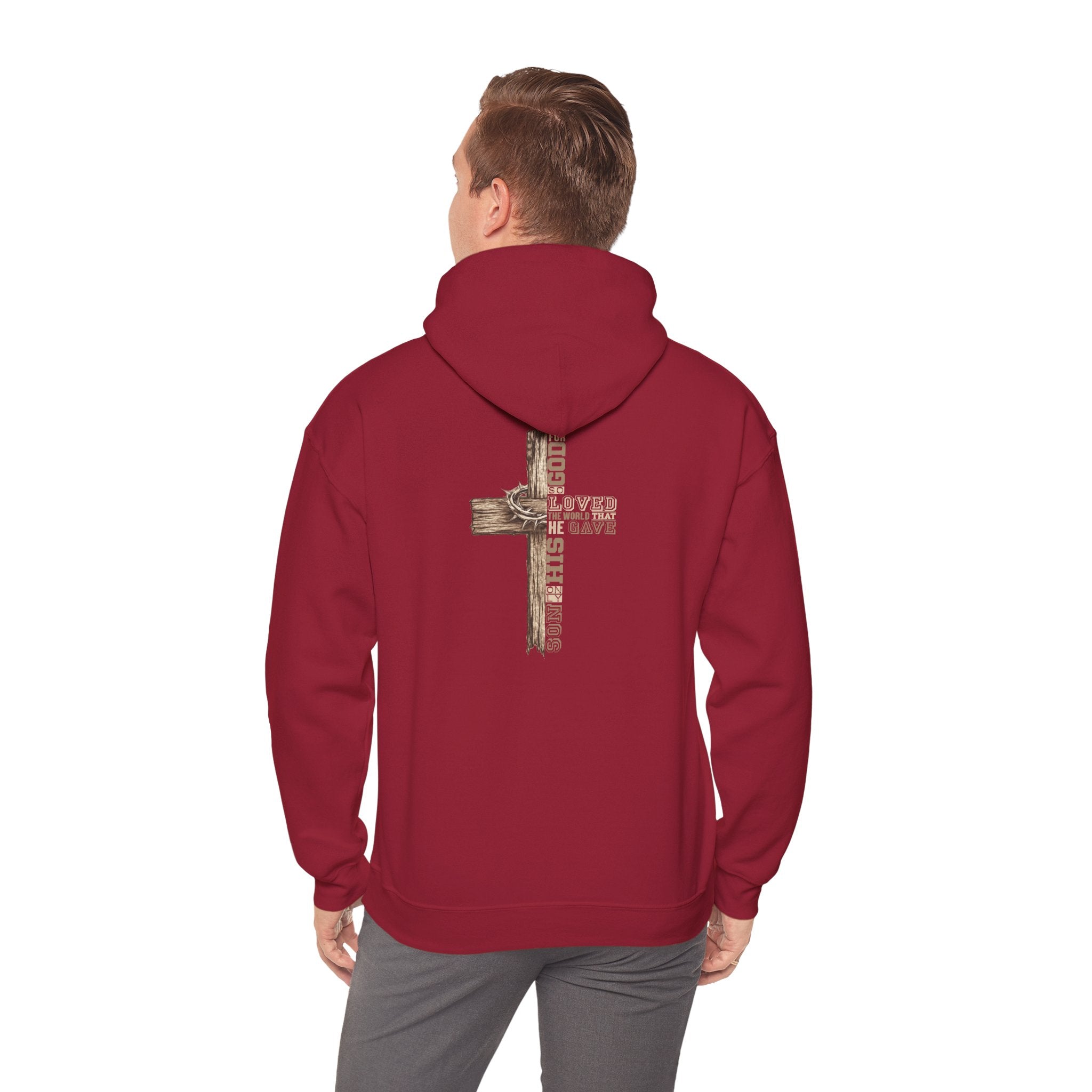 Wooden Cross Scripture Hoodie | Rustic Christian Faith Sweatshirt