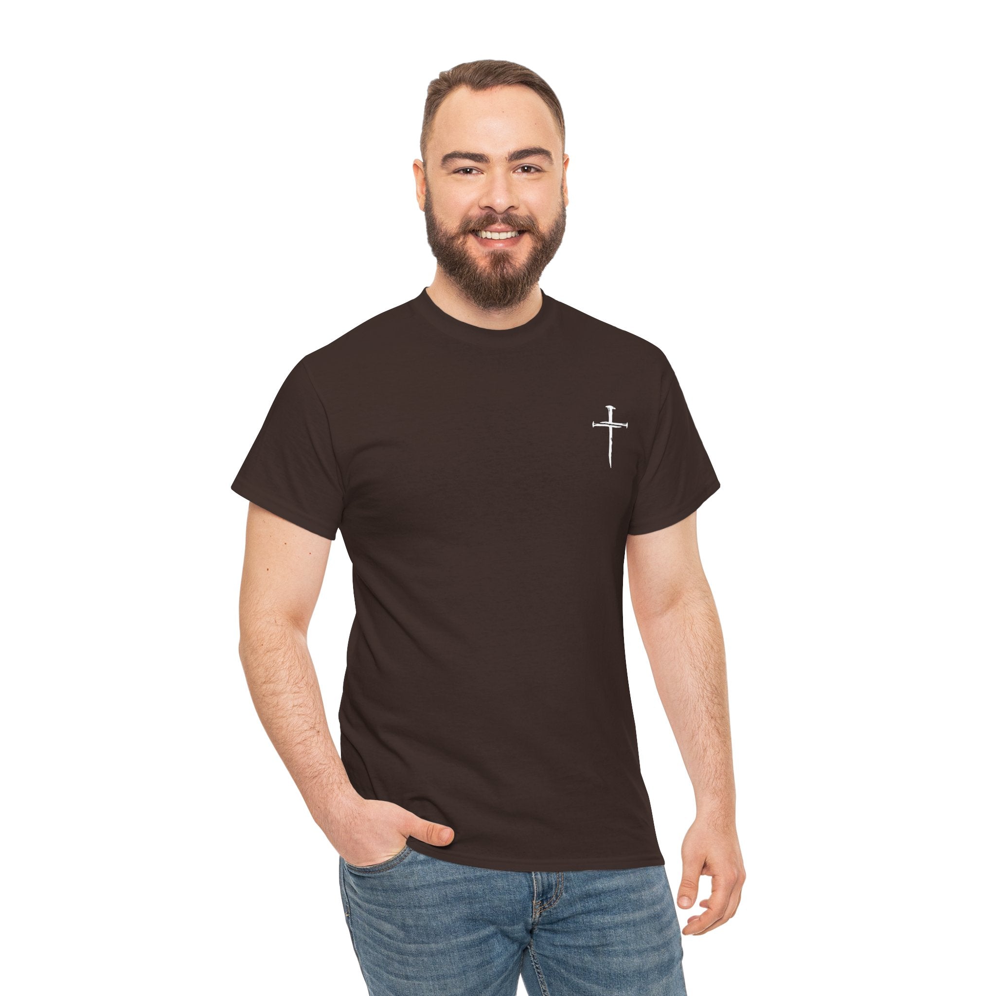 Minimal Cross Sketch T-Shirt | Small Chest Graphic, Religious Faith Design Christian Tee