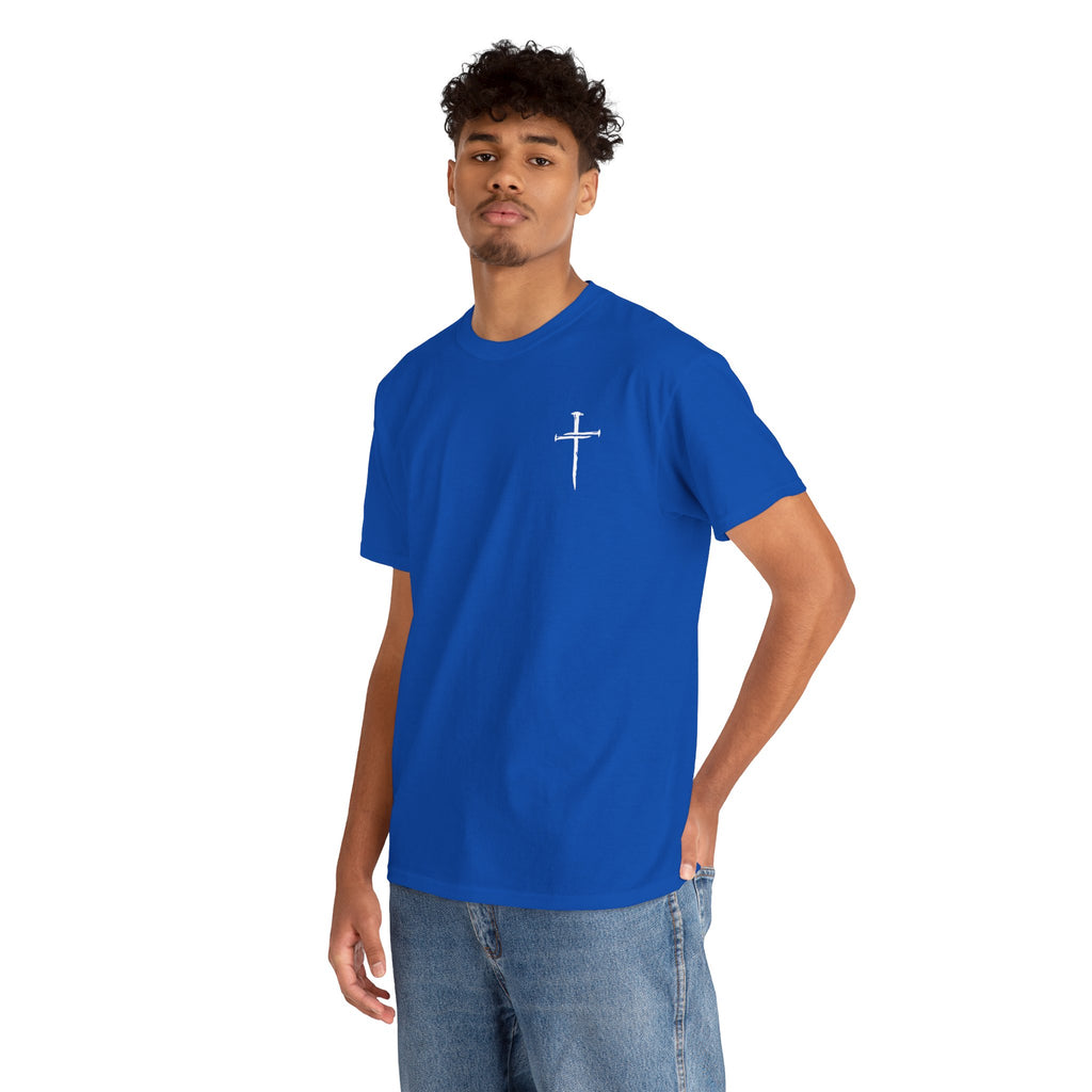 Minimal Cross Sketch T-Shirt | Small Chest Graphic, Religious Faith Design Christian Tee