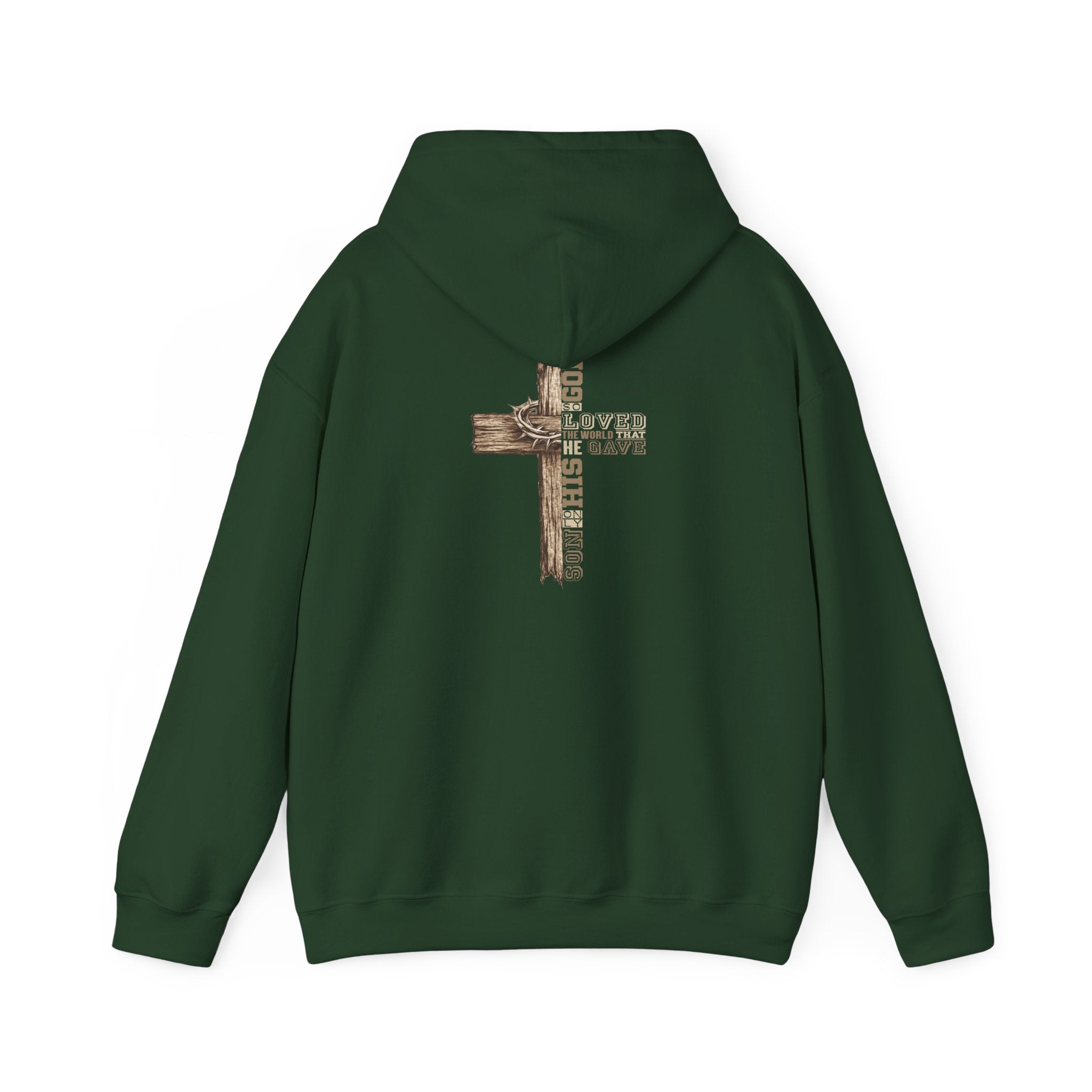 Wooden Cross Scripture Hoodie | Rustic Christian Faith Sweatshirt
